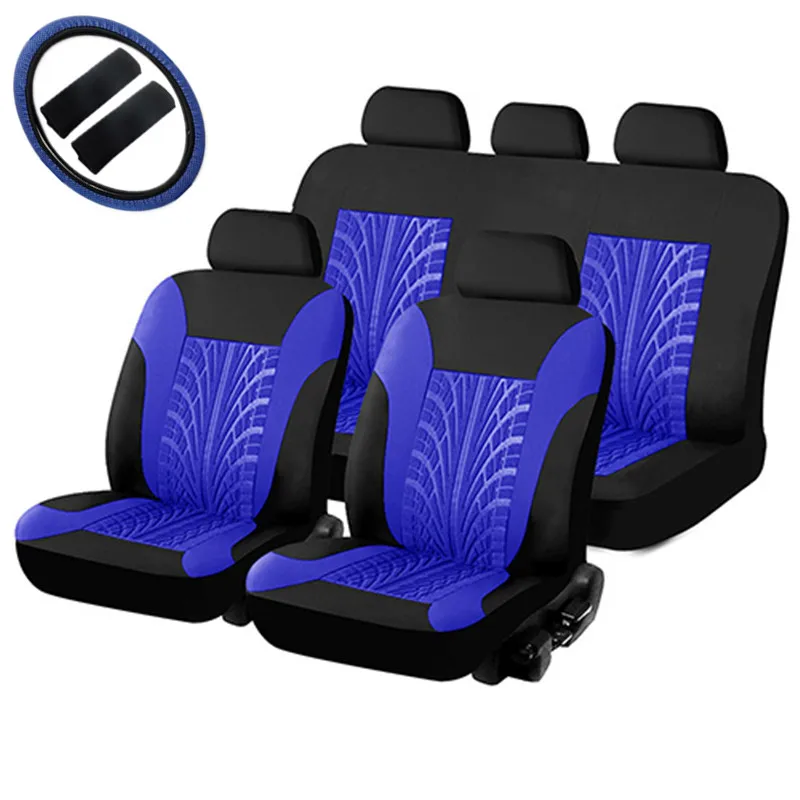 Universal Car Seat Cover 9 Set Full Seat Covers for Crossovers Sedans Auto Interior Styling + Wheel Cover + Shoulder Cover