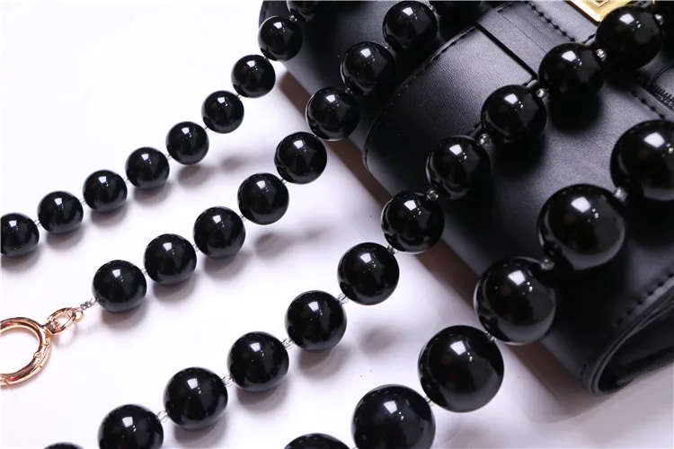 Resistant Chunky Black Bead Design Good Quality  Bag Strap Lady Top Handle Bag Belts Chain Beaded shoulder Chain