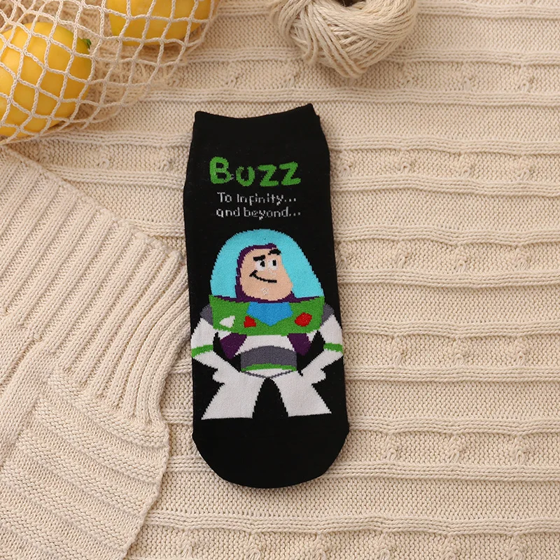 Disney Toy Story Woody Buzz Lightyear Anime Socks New Spring Autumn Cartoon Socks Cotton Girl  Adult Femme Tube Short Sock