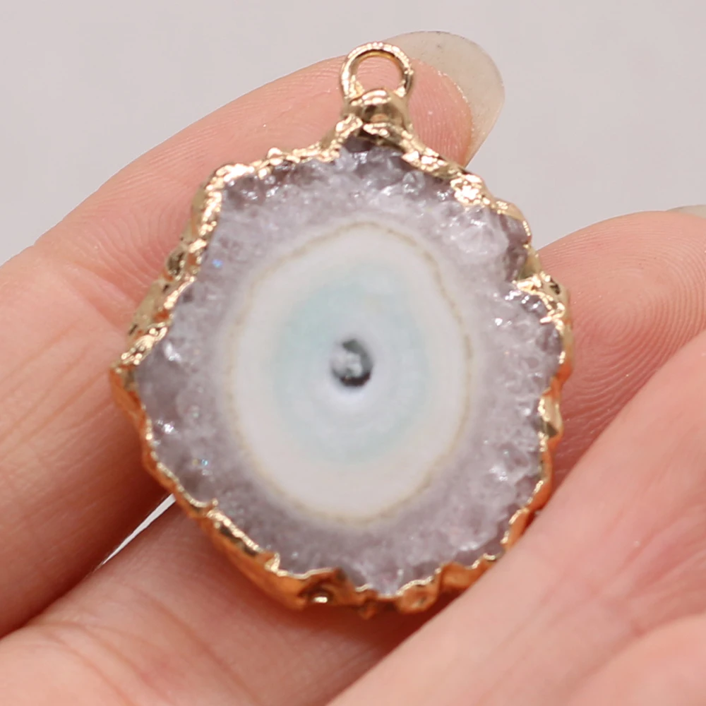 Natural Stone Druzy Pendants Irregular Gold plated Slice Druzy for Jewelry Making Diy Women Necklace Earrings Accessories