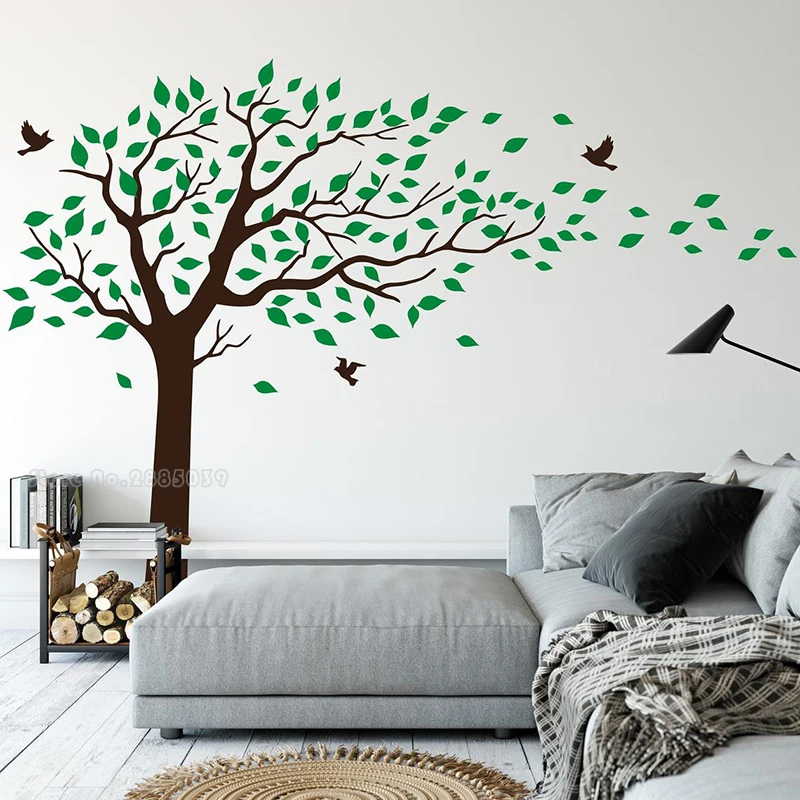 Large Tree And Birds Wall Decal Tree Nature Wall Stickers For Nursery Children Kids Bedroom Home Vinyl Wall Decoration LL2465