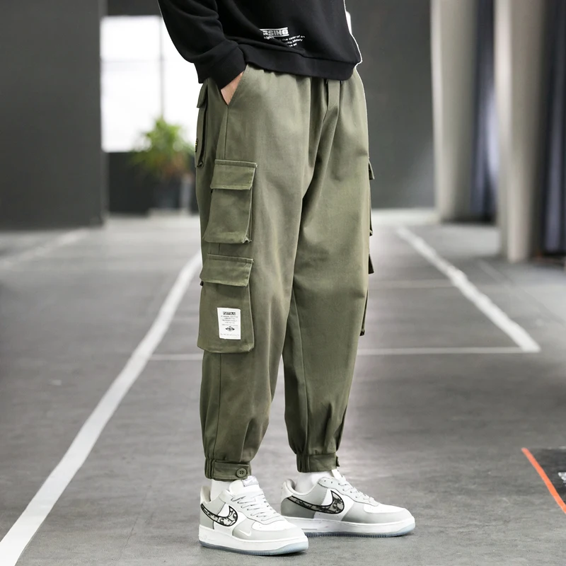 Mens Harem Joggers Cargo Pants Streetwear Hip Hop Oversized Sweatpants Male Harajuku Trousers 5Xl Side Pockets