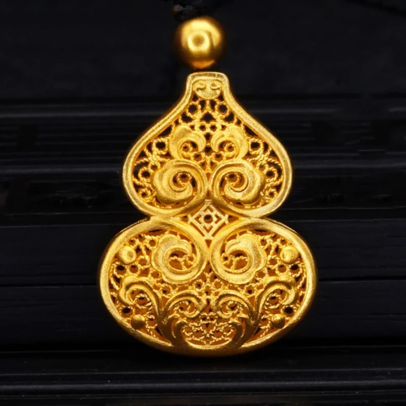 Original Chinese traditional pendant Unique ancient gold craftsmanship hollowed out luxury charm men and women silver jewelry