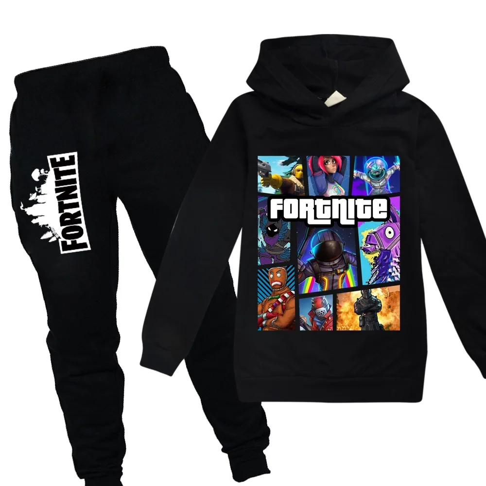 2021 FORTNITE Sweatshirts Two Piece Set Tracksuit Long Sleeve Hoodies+Jogger Pant Street Style Streetwear&Pants Kids Sets