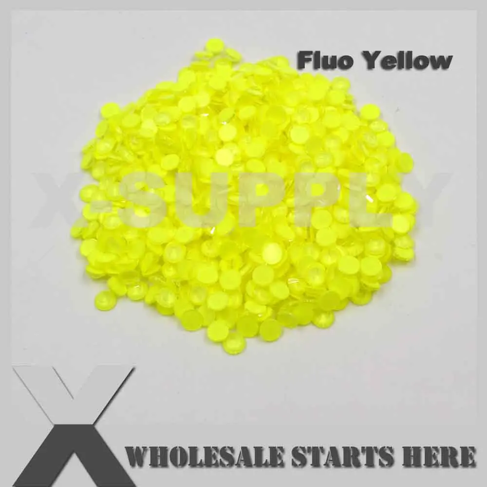 (SS6-SS20,100 Gross/Lot) Fluo Yellow Flat Back Rhinestone,Used For Nail Art,Phone Case,Shoes