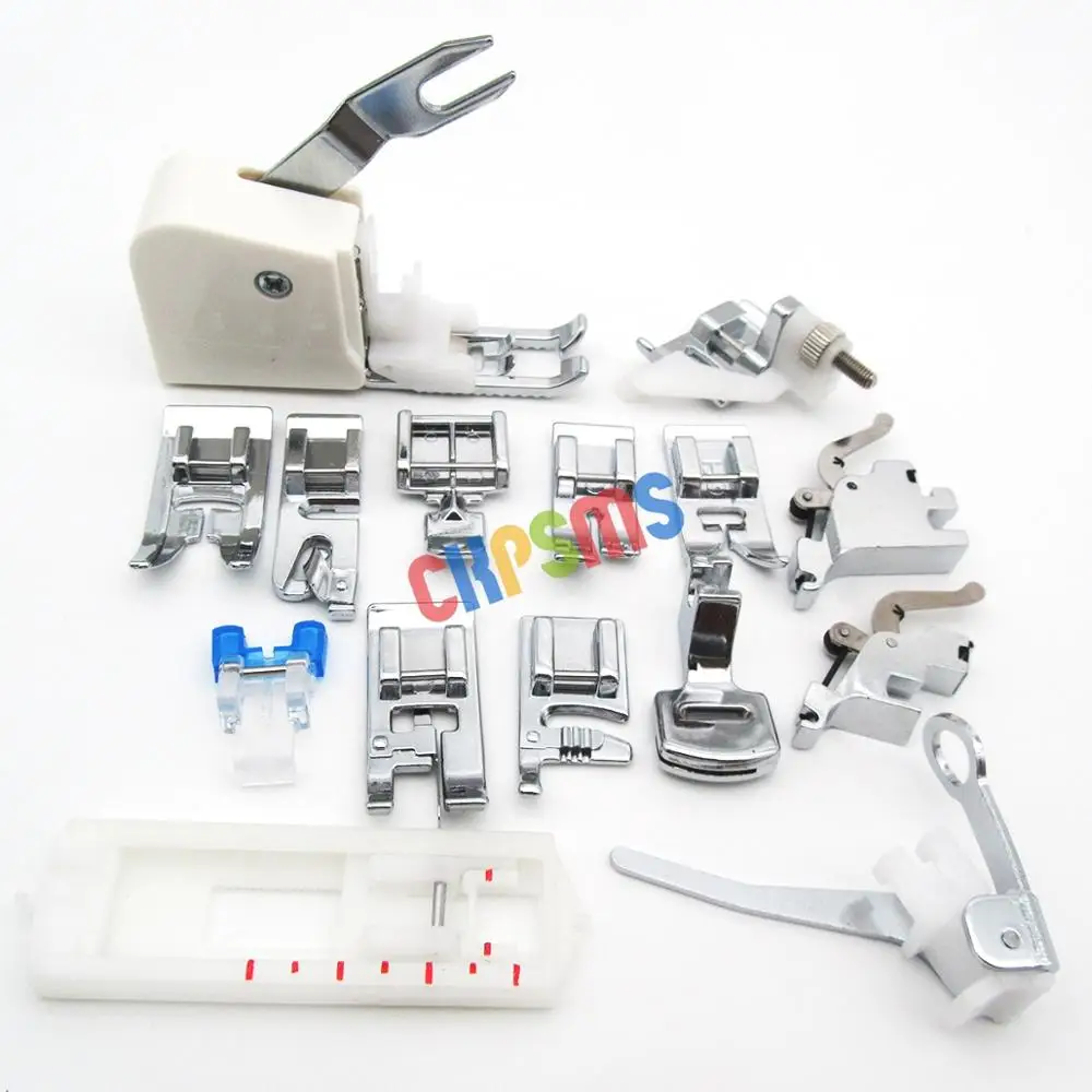 قدم الضغط العالمي 15 قطعة لآلات الخياطة المنزلية منخفضة وعالية عرقوب #4