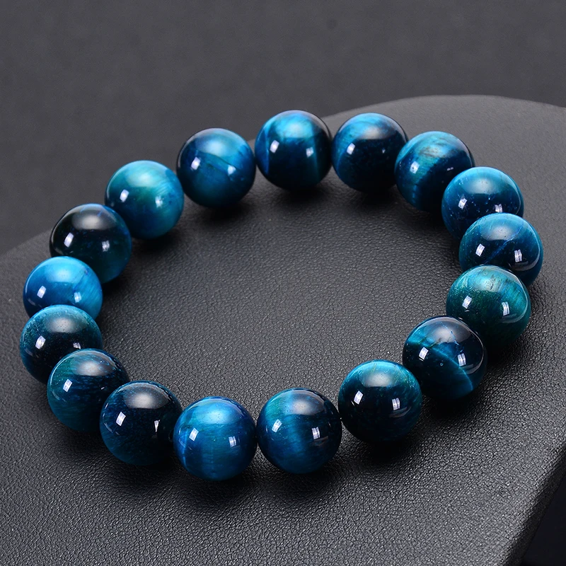 6-12mm Natural Stone Bead Buddha Bracelets Blue Tiger Eye Bracelet for Men Elastic Rope Yoga Bracelet Male Jewelry Gift