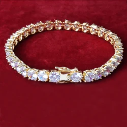 Aokaishen Tennis Bracelet for Men AAAAA Cubic Zirconia Hip Hop Jewelry Gold Color CZ Link Birthday Gift 2022 Trend