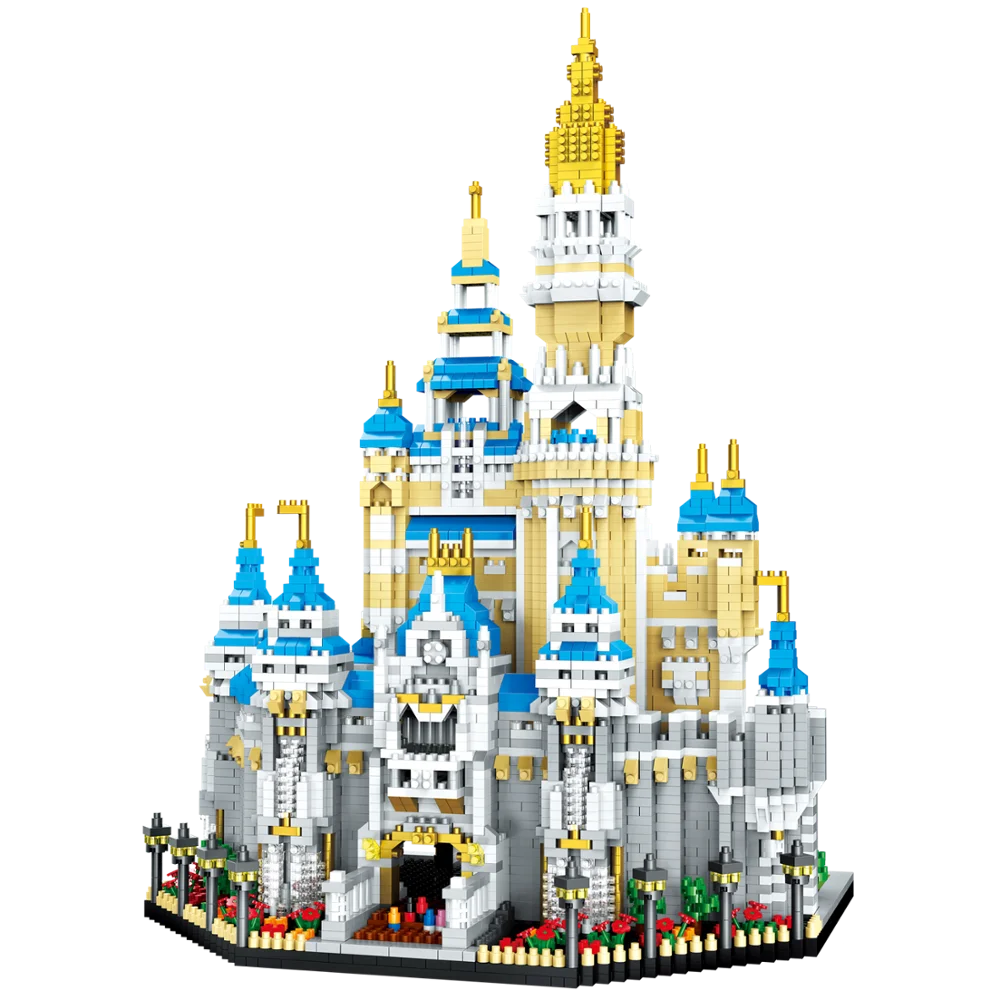 5297pcs+ Magic Castle Mini Building Blocks Disney Mirco 3D Model Diamond Bricks Princess Castle Figures For Children Toys LZ8028