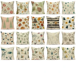 Cartoon Animal Style Christmas Reindeer Sofa Cushions Cases Pine Cones Pillow Cover Cat And Pumpkin Pattern Home Room Pillowcase