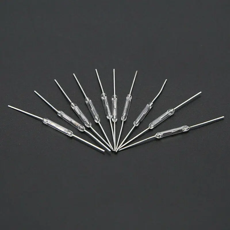 10pcs brand new original reed magnetic switch  induction reed switch 2X14MM open magnetic induction switch glass white