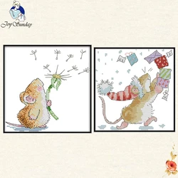 Gioia Domenica Carino little mouse Punto Croce Di Natale Modelli 14CT 11CT Contati ricamo set Cucito kit punto croce