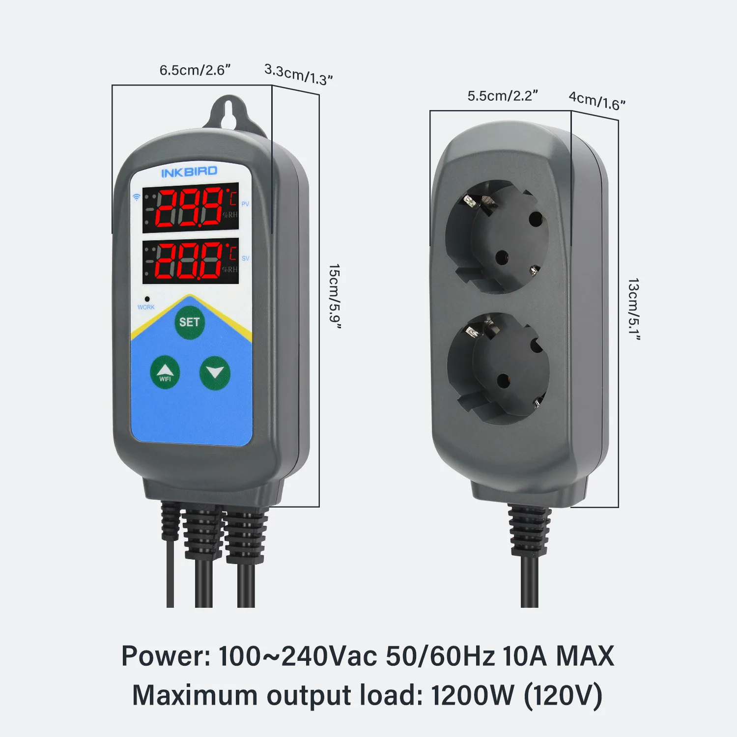 INKBIRD WIFI Thermoregulator ITC-306T-WIFI 24ชั่วโมง-ตัวจับเวลาเทอร์โม Dual เอาต์พุตความร้อน Day & Night อุณหภูมิ Controller