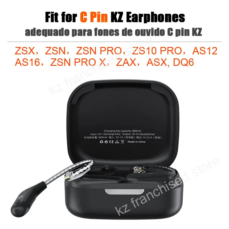 KZ AZ09 Wired Earphones Upgrade Cable Headphones HIFI Wireless Ear Hook With Charging Case For KZ C Pin Headset