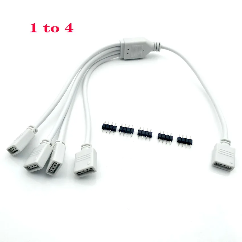 4 Pin RGB LED Strip Light Connector Cable 1 to 2/ 3/ 4 RGB 4Pin Doubling/Dividing Line Connecting Wire Splitter Cable Feeding