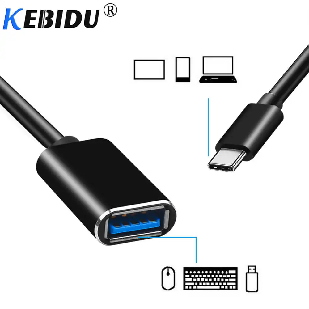 Kebidu Type-C OTG Adapter Cable USB 2.0 Type C Male To USB 2.0 A Female OTG Data Cord Adapter for Samsung S6 S7 Xiaomi Huawei