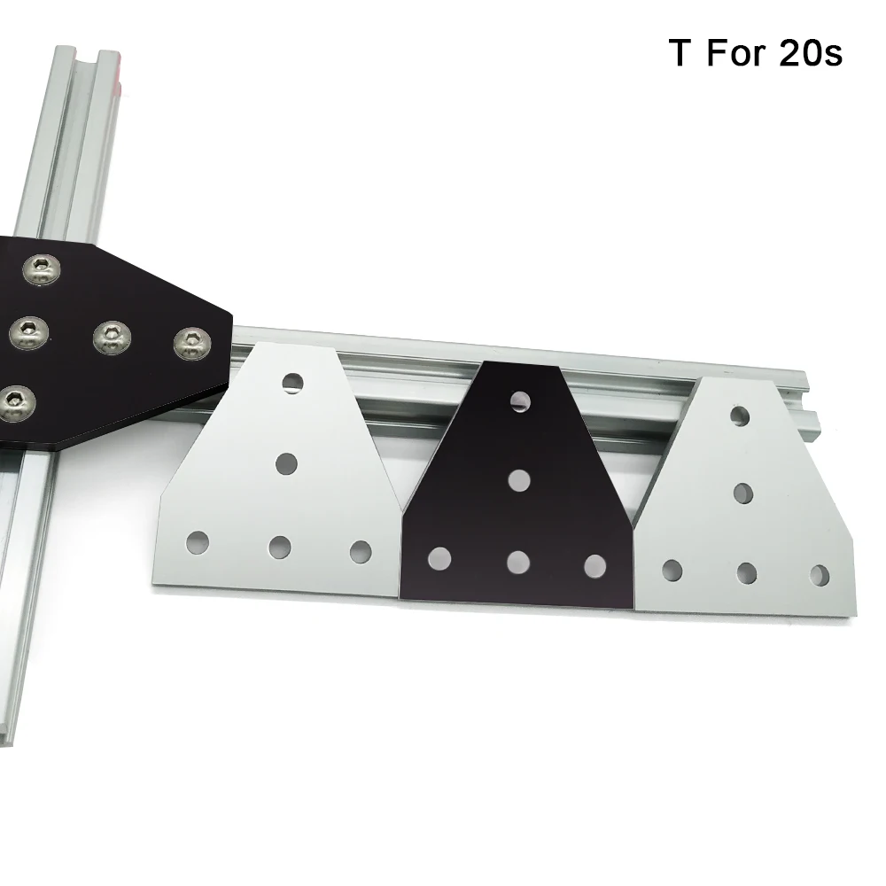 4 8 10 Pieces 5 Holes T Type 2020 Series Joint Board Plate Corner Angle Bracket Connection for 20S Aluminum Extrusion Profile