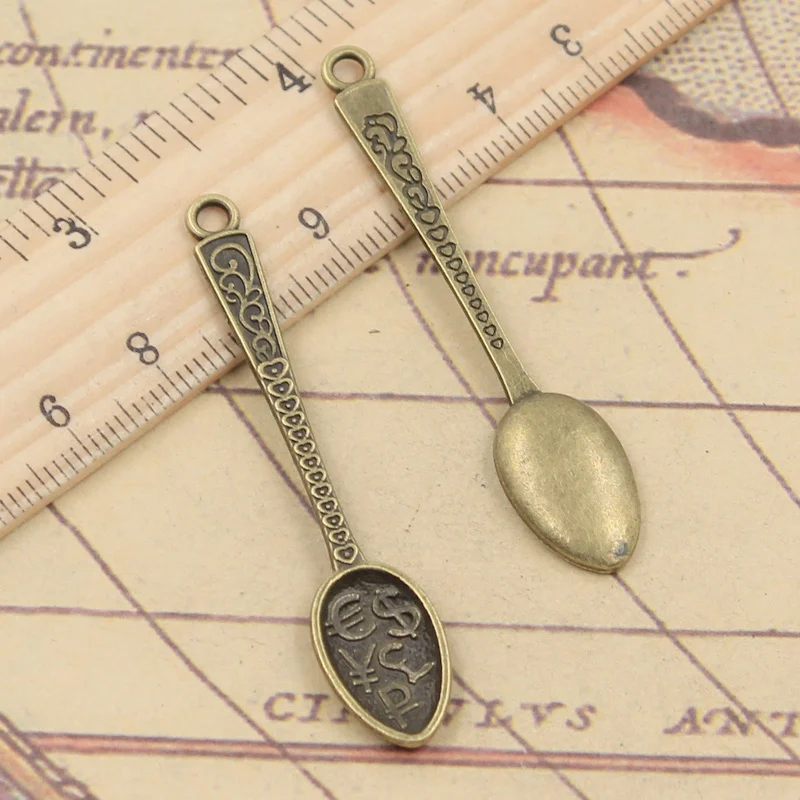 10 sztuk Charms dolar łyżka pieniądze 57x12mm tybetański brąz srebrny kolor zawieszki antyczne tworzenia biżuterii DIY Handmade Craft — zdjęcie 5