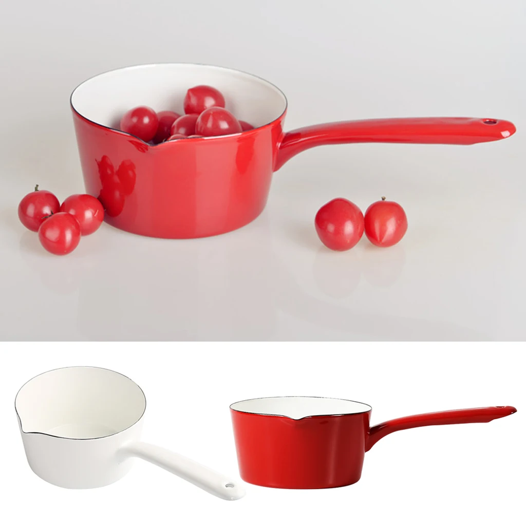 Milk Pan Enamel Non-Stick Milk Pot Saucepan Kitchen Cookware Easy Pour