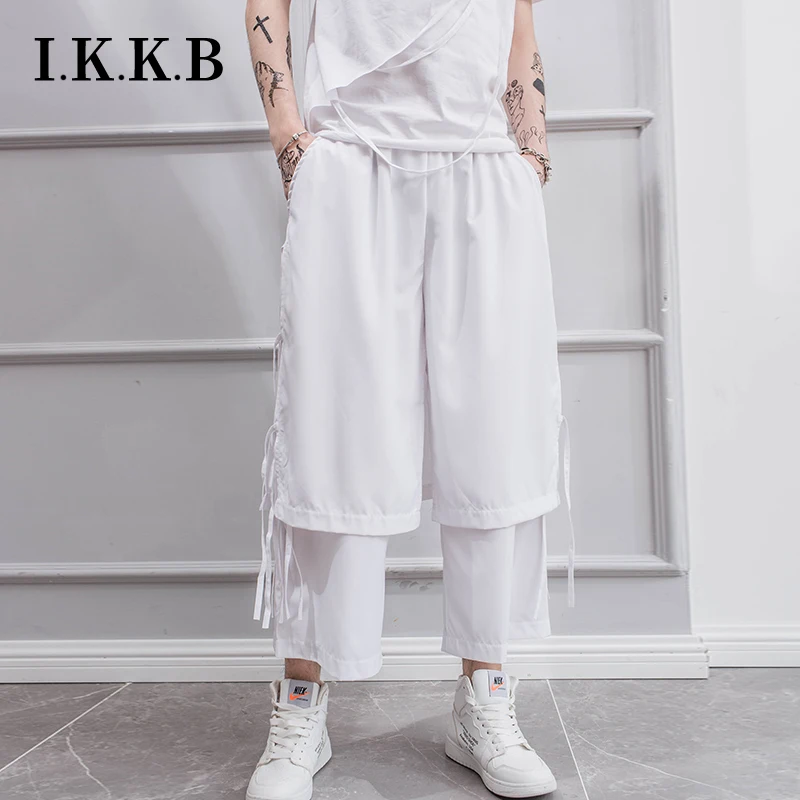 Spring casual nine-quarter pants male trend hip-hop functional wind overalls culottes loose straight-leg Tassels harem pants