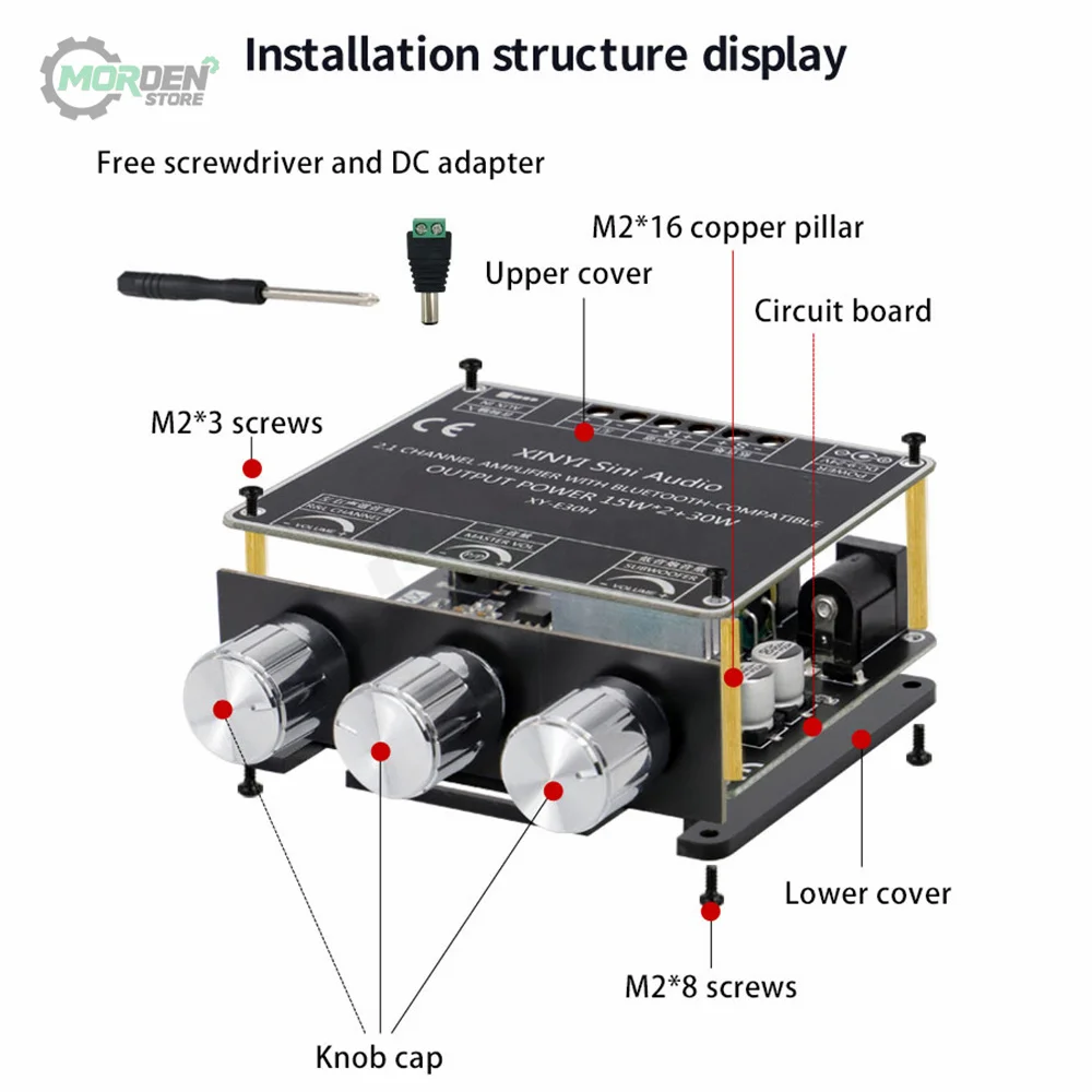 XY-E30H 2.1 Channel Bluetooth-compatible  Audio Power Amplifier Board Module High Low Bass Subwoofer App Xinyilian Tool Supply