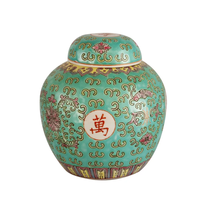 Jingdezhen Old Factory Goods Tea Jar Cultural Revolution Porcelain Hand-painted Medium Longevity Tea Pot Ceramic Antique Collect