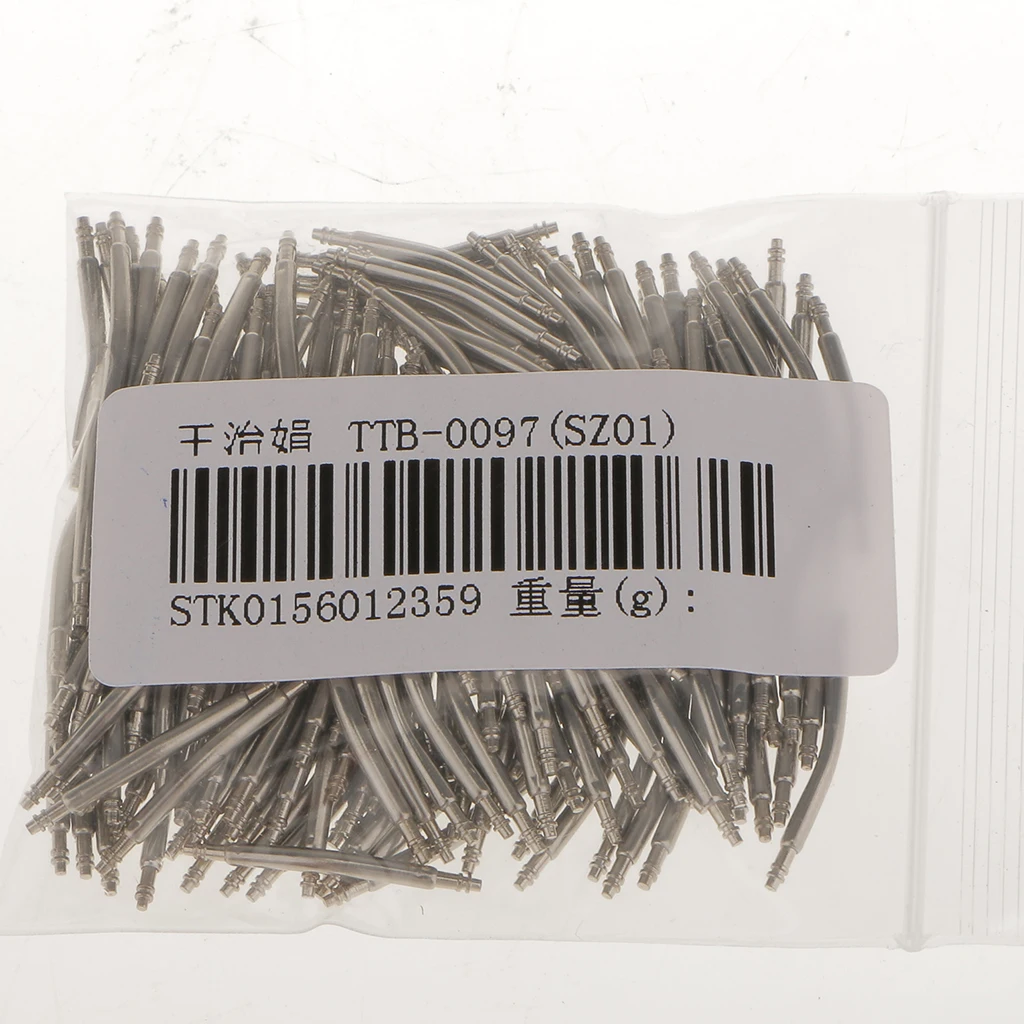 200pcs Silver Curved Spring Bar Pins Link for Watch Band 16-26mm