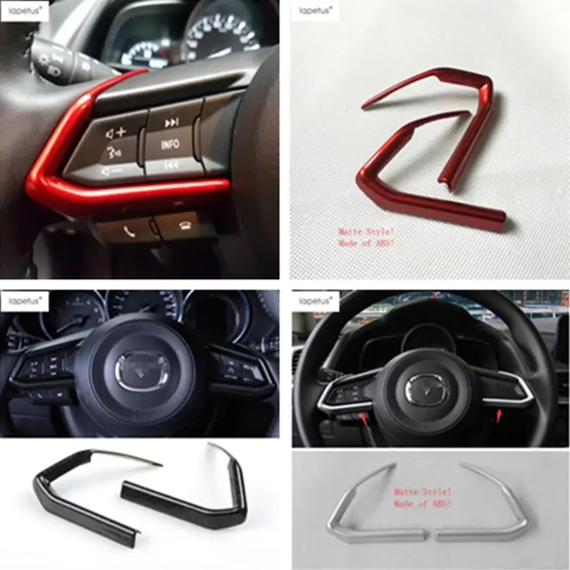 Lapetus Accessories Fit For Mazda CX-9 CX9 2017 - 2020 ABS Car Steering Wheel Strip Molding Cover Trim 2 Piece / Colorful Kit