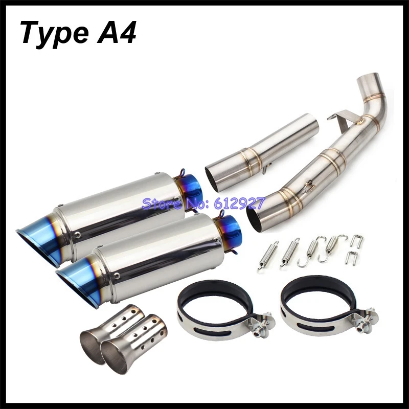 For Kawasaki Z1000 Slip On Exhaust System Muffler Pipe DB Killer Escape Moto Connect Mid Tube with Tailpipes 2007 2008 2009