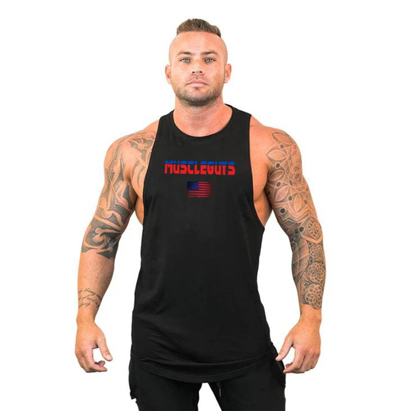 Grafica bandiera americana estiva Running Ves Mens Bodybuilding Stringer canotta Fitness camicie senza maniche abbigliamento da palestra canottiera