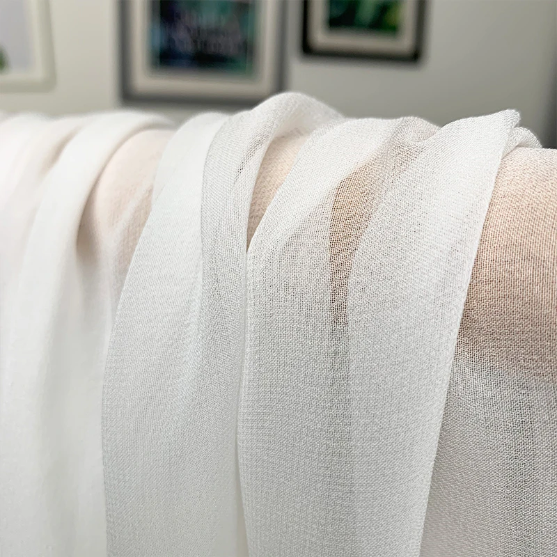 

2 Meters Georgette Fabric 100% Pure Mulberry Silk 140 Cm Width Off White For Sample Test