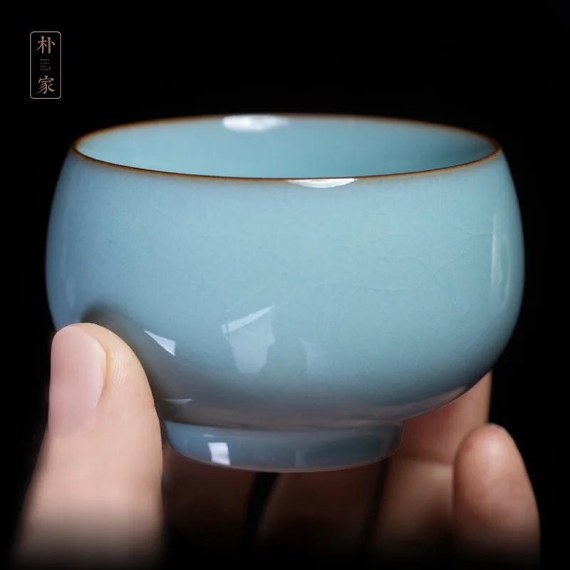 

|Katyn bosom kiln Li Tinghuai your kiln azure cup purple iron foot craft masters cup ruzhou open your porcelain cup