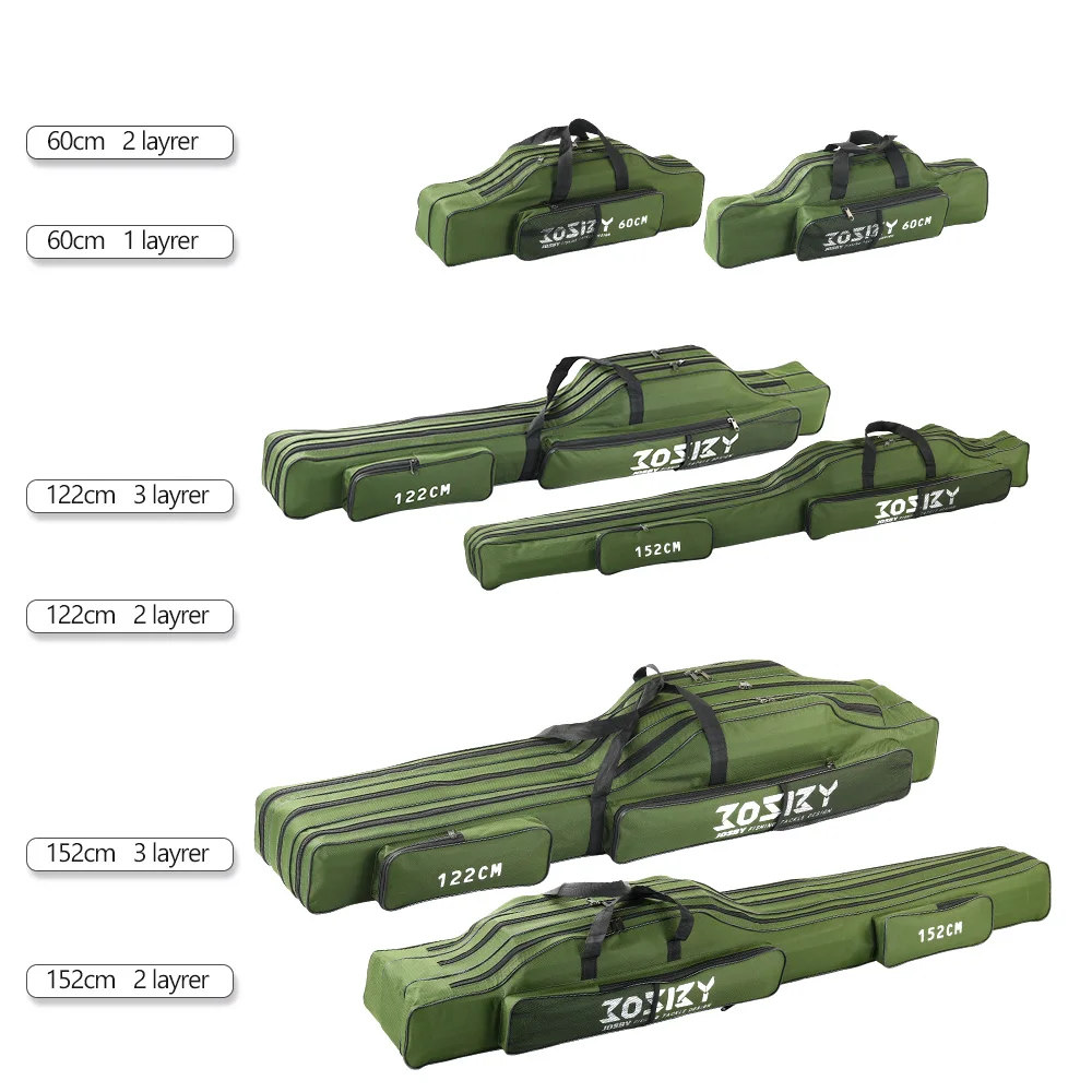 Fishing rod  bag  High capacity Multifunctional Protective storage  1/2/3 layer black/green 60/122/150/152cm