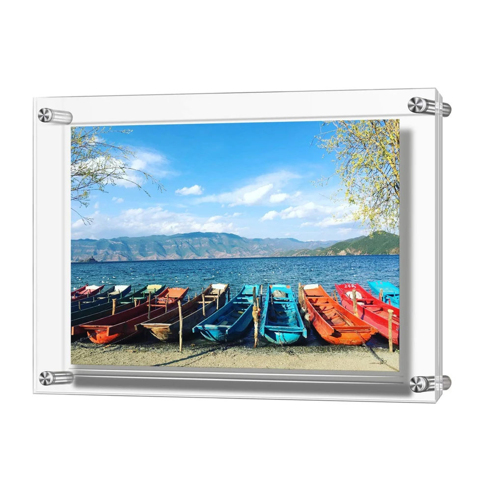 Custom Wall Mounted Acrylic Lucite Display, Plexiglass Gallery Frames, Artwork and Posters, 24x36 in, 5 Units