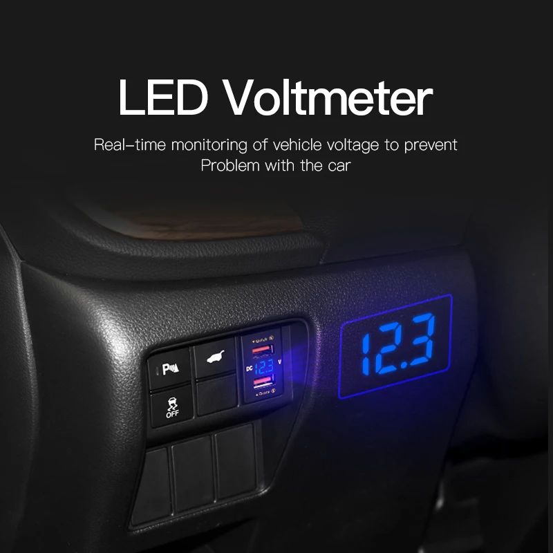 Quick Charge 4.2A Car Charger USB Vehicle DC12V-24V Kit Dual USB Charger 2 Port Cable Socket Voltage Display For Honda QC3.0