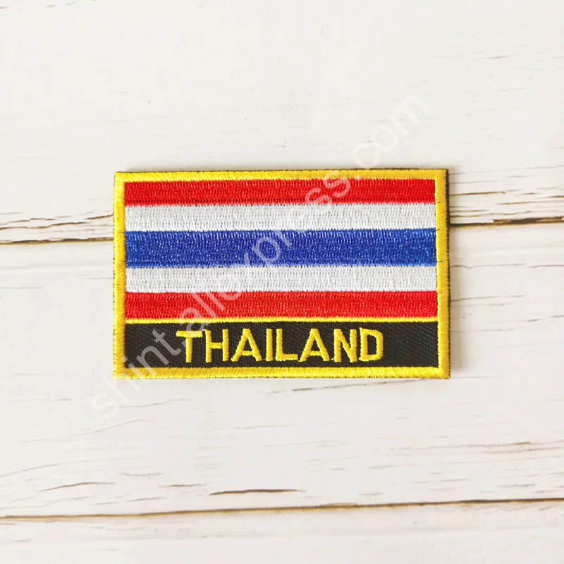 Thailand National Flag Embroidery Patches Badge Shield And Square Shape Pin One Set On The Cloth Armband Backpack Decoration