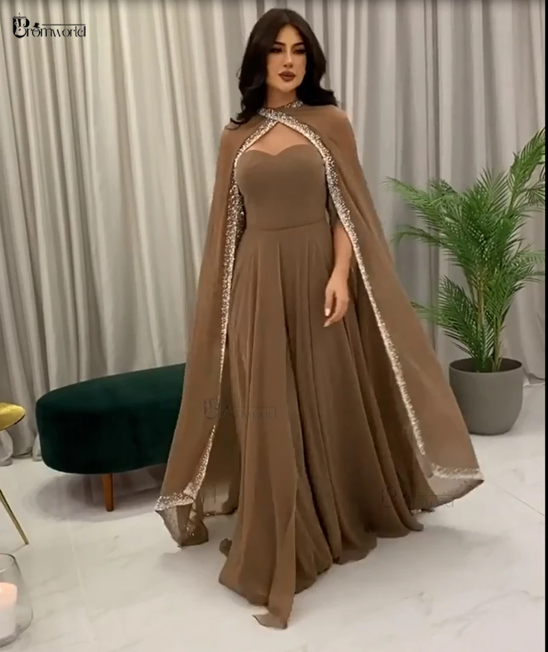 Modern High Couture Evening Dresses A-Line Vestidos De Fiesta Sweetheart Chiffon Beading Robe Dubai Arabic Formal Prom Gown image 3