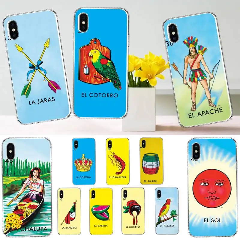 Loteria Card Mexican Bingo Lottery Phone Case Transparent soft For iphone 12 11 13 7 8 6 s plus x xs xr pro max mini