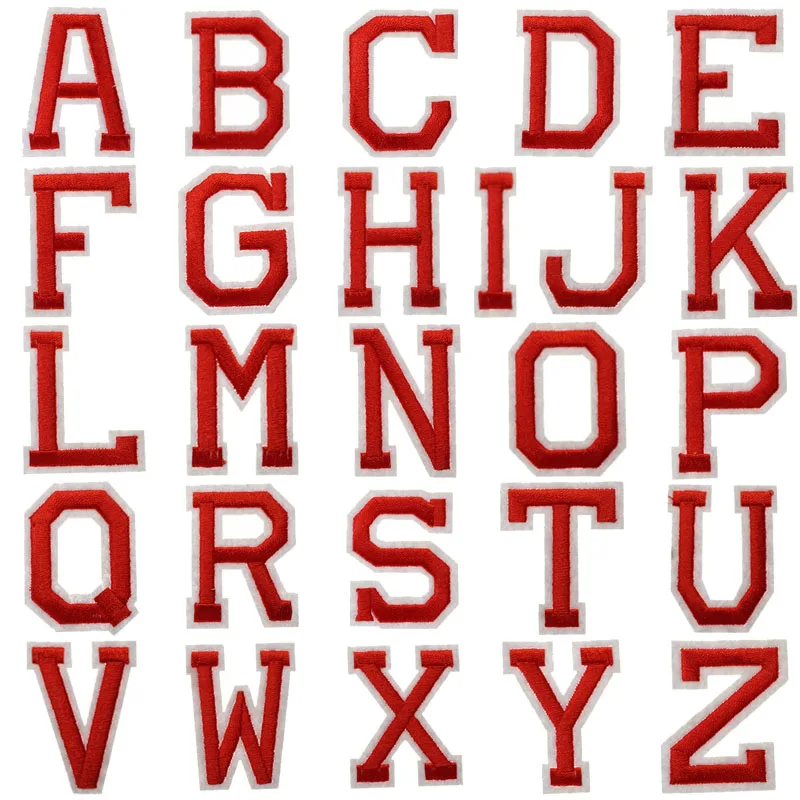 1pc English Letters Big Red 26 Mixed Embroidery Patch DIY Decorative Clothing Applique Delicate Embroidery Letter Stickers