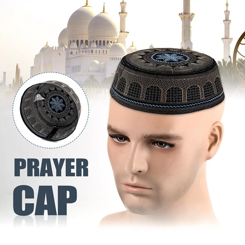 Men\'s Muslim Prayer Caps Black Islamic Hats Handsome India Ethnic Clothing Arab Musulman Fashion Accessories African Head Hats