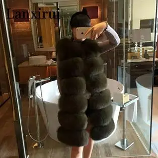 Fashion Long Faux Fur Vest  Women sleeveless Faux Fur Coat Jacket Thick & Warm Winter Artificial Fox Fur Coat