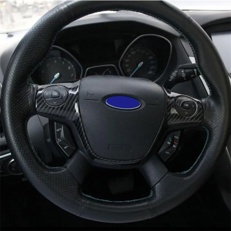 1pc ABS Chrome trim steering wheel paillette cover sticker case for Ford Focus 3 mk3 2012-2014 auto accessories