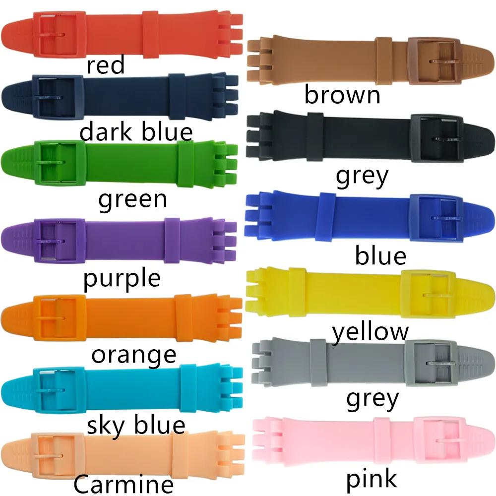 

Wrist Watch Band Strap for Swatch 16mm 17mm 19mm 20mm Rubber Silicone Watchband Accessories