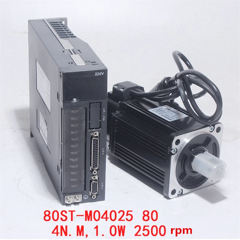 Hot Sale 1000W AC Servo Motor Kit 80ST-M04025 Driver Diameter 80mm High Speed Motor 220V 4NM 2500rpm Servo Motor Tool