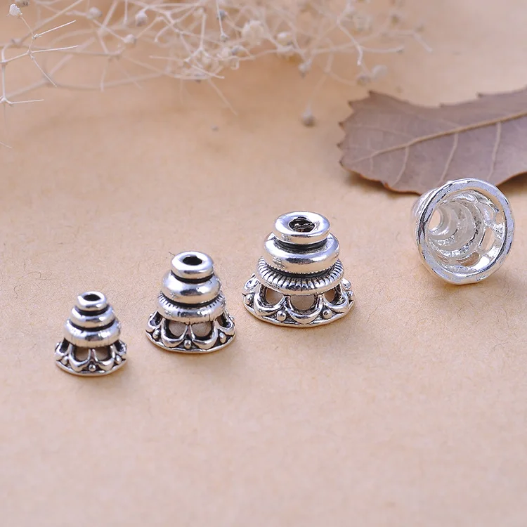 100% 925 Silver Tibetan Guru Bead Cap Sterling Silver Tibetan Mala\'s Guru Tower Mala\'s Findings Bead