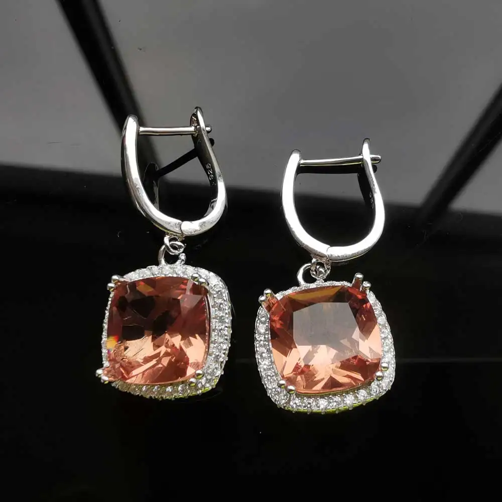 FFGems Big Stone Square 10mm Zultanite Earring 925 Silver Sterling Diaspore Stone Color Change Fine Jewelry For Women Party Gift