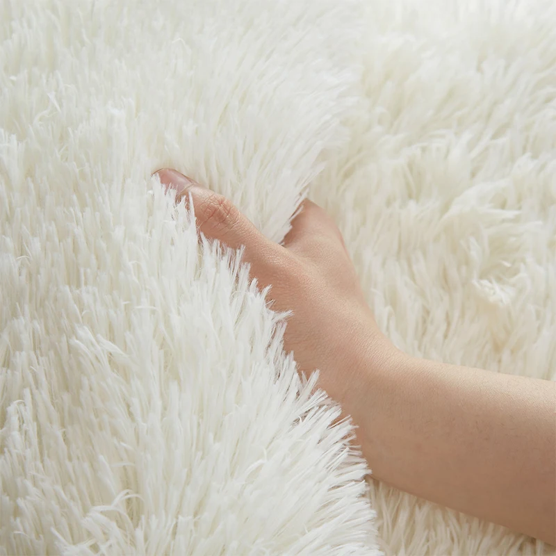 White Round Child Rug Decoration Bedroom Living Room Teen Room Large Carpet Fluffy Hairy Rainbow Rugs Hanging Chair Floor Mats