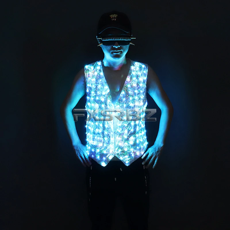 Colorful LED Luminous Vest Ballroom Host Light Clothing The Magician Clothes The Circus Performance LED Costumes Jacket