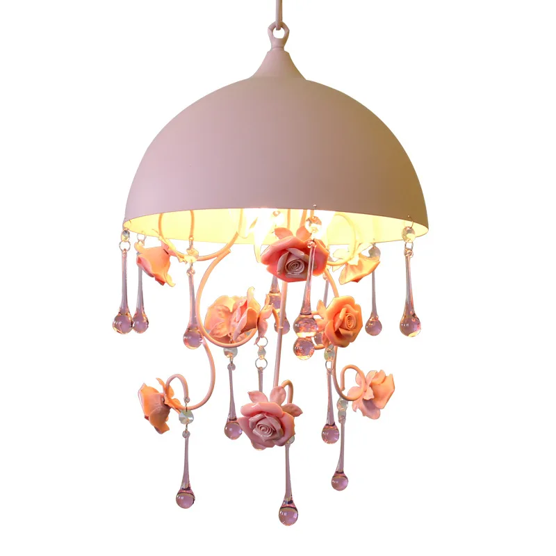 

Bedroom Pendant Light Pastoral Ceramic Rose Sun Room Pendant Lamps Corridor Hallway Bedroom Balcony Hanging Lamp
