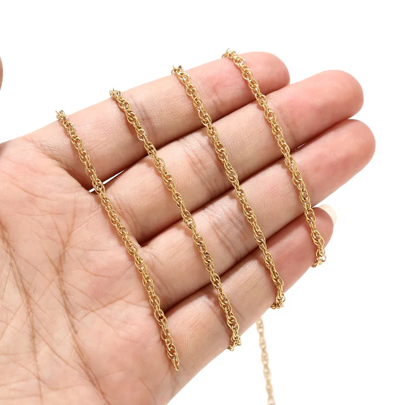 

1Meter 3mm Width Gold Tone Stainless Steel Link Chain Twisted Helix Rope Chains Findings Fit For DIY Jewelry Making Necklaces